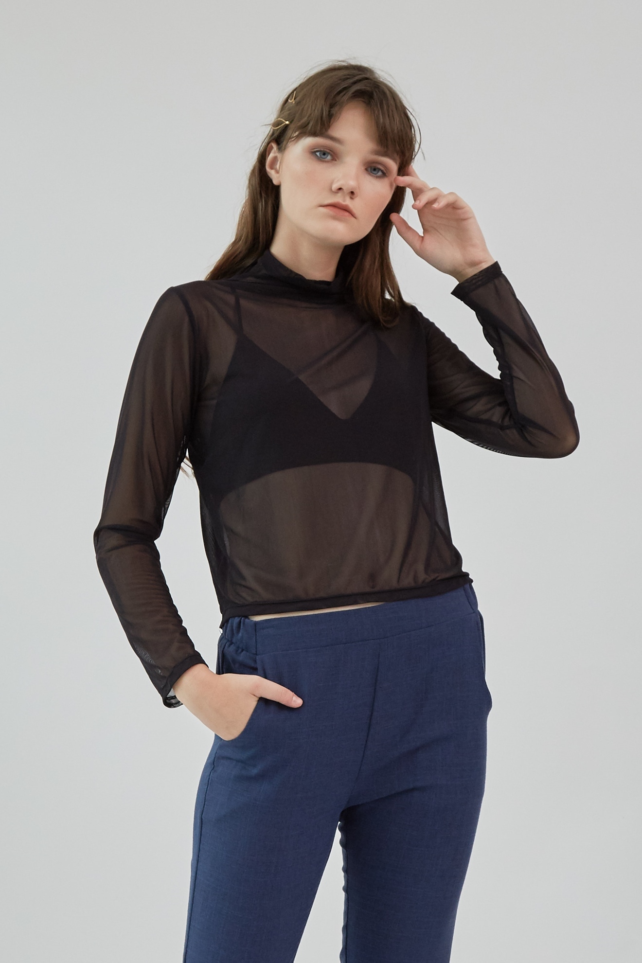 Picture of Monic Mesh Top Black 