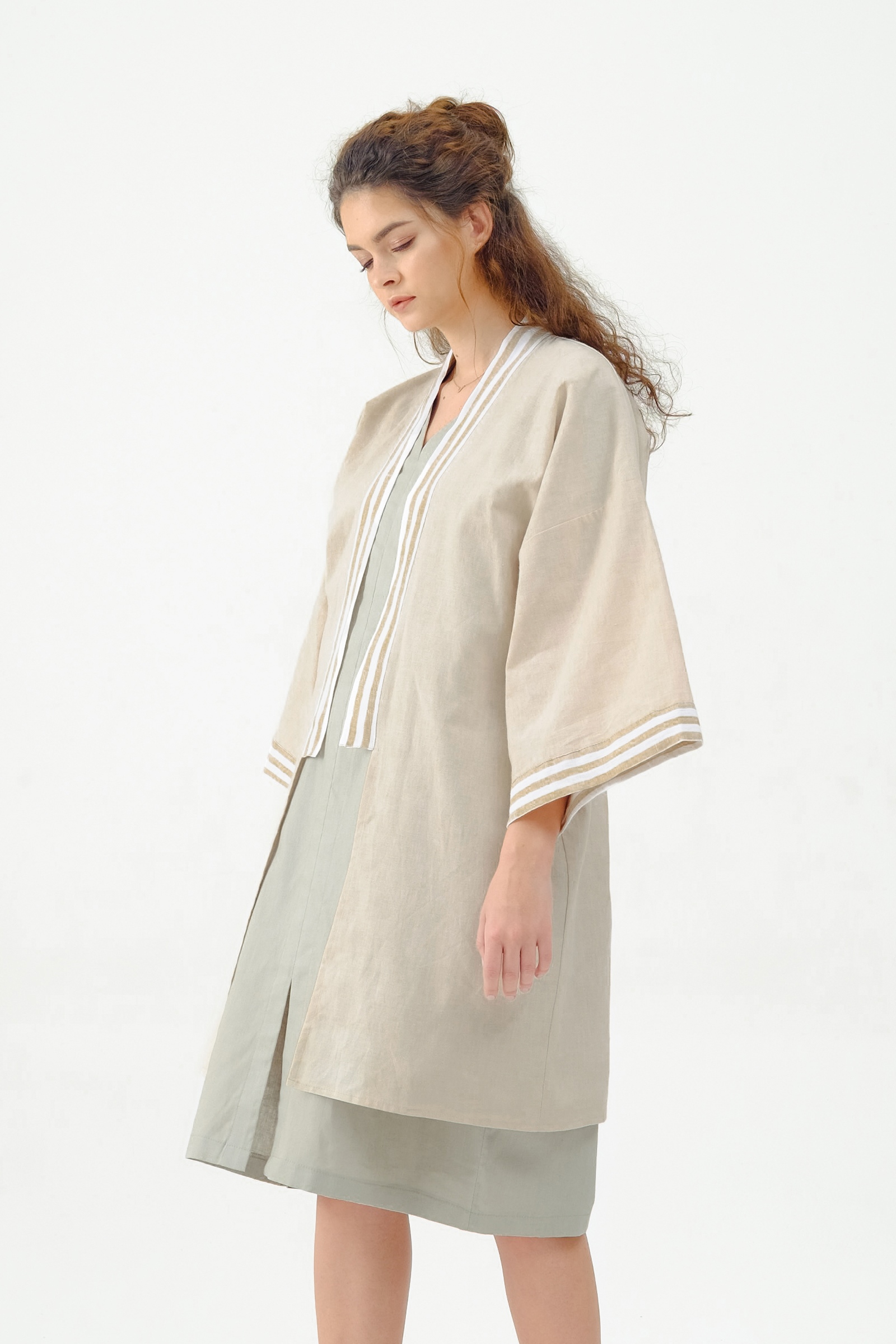Picture of LIBBY LONG ROBE CREAM STRIPES X POURIE