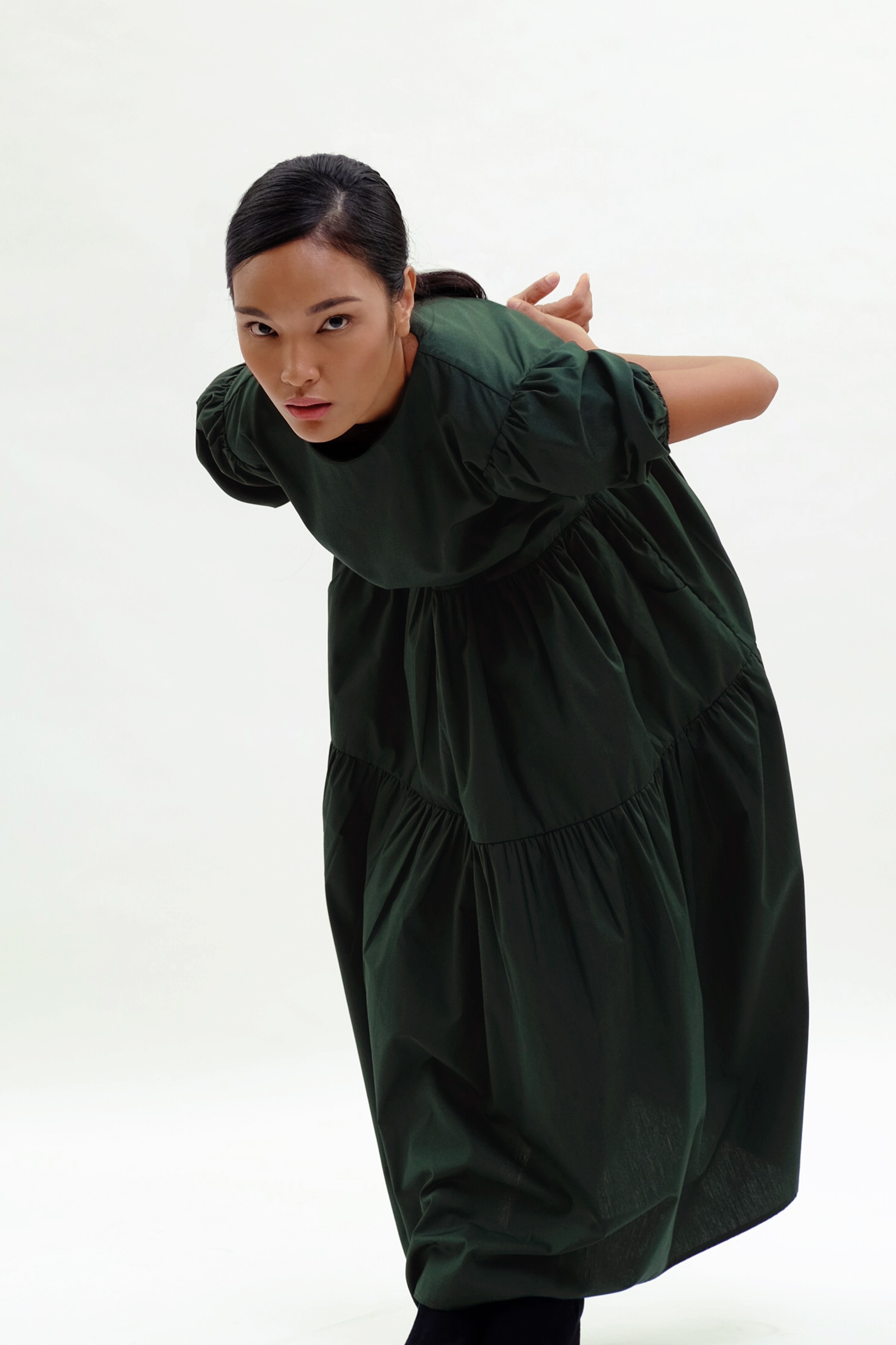 Picture of Demelza Tiered Dress  Fir Green 