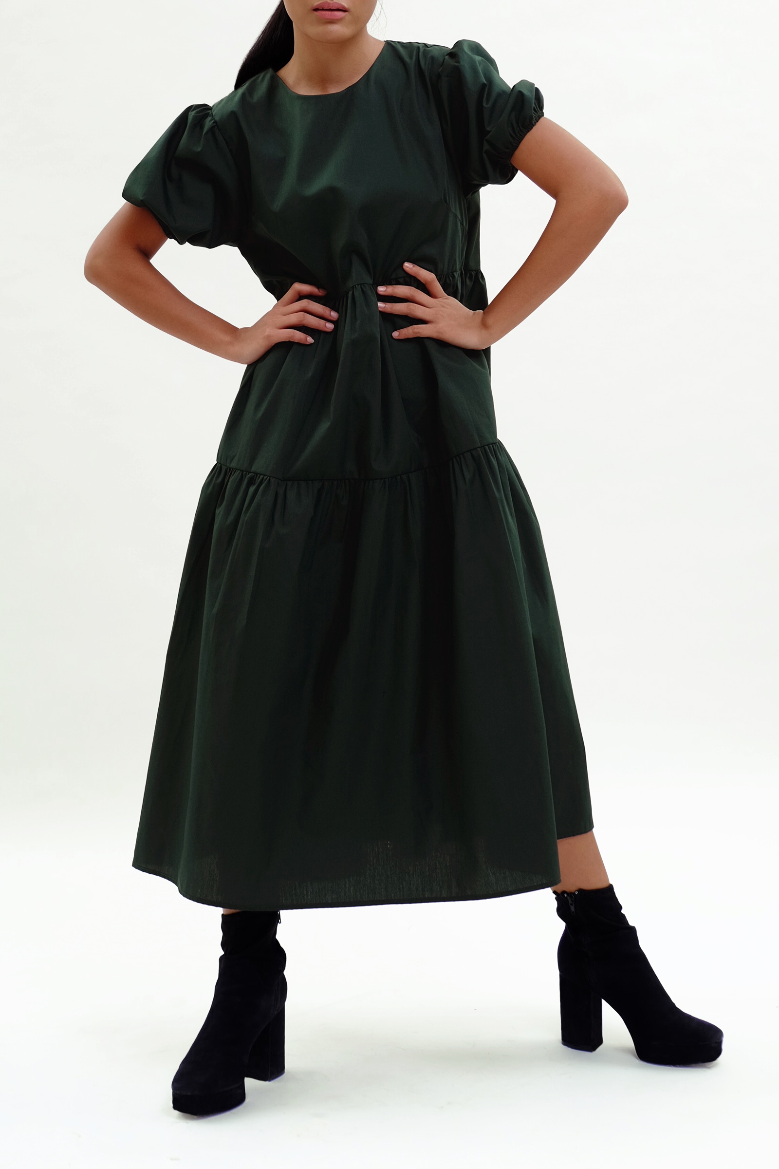 Picture of Demelza Tiered Dress  Fir Green 
