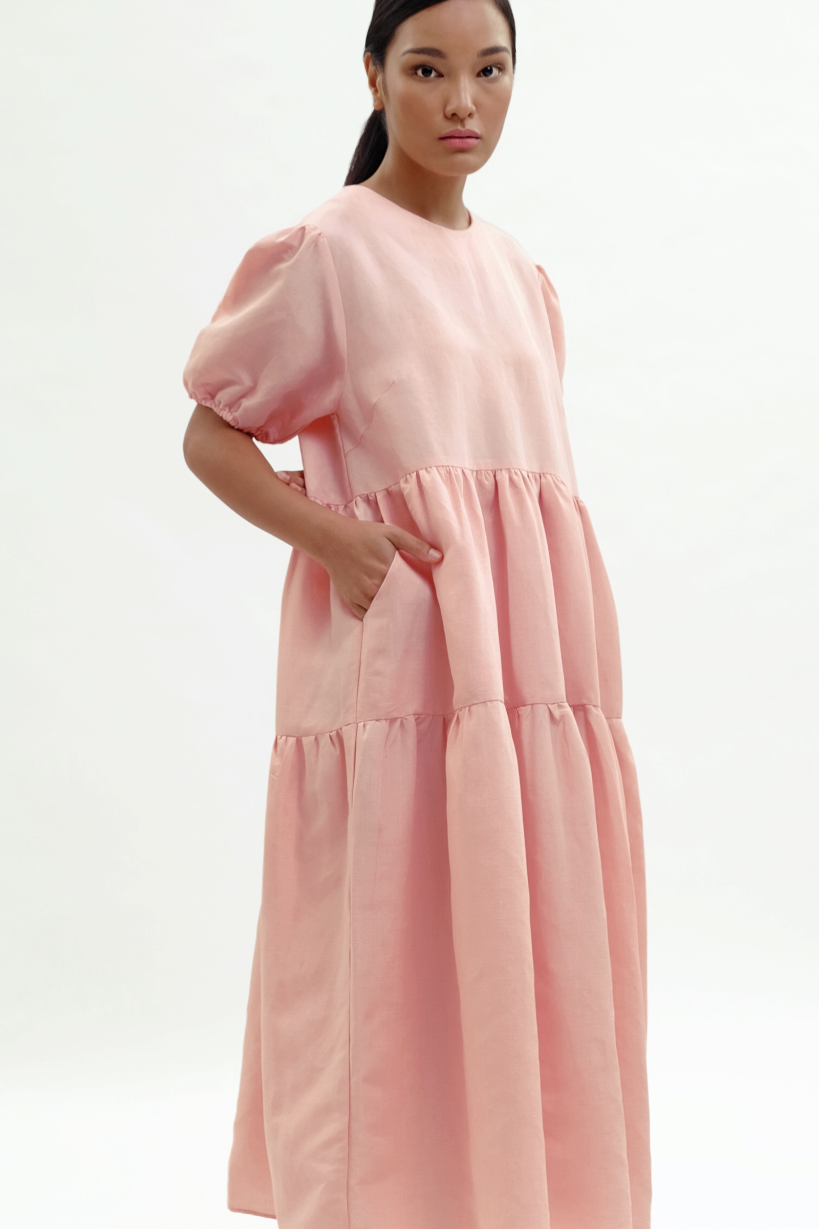 Picture of Demelza Tiered Dress  Rose Quartz