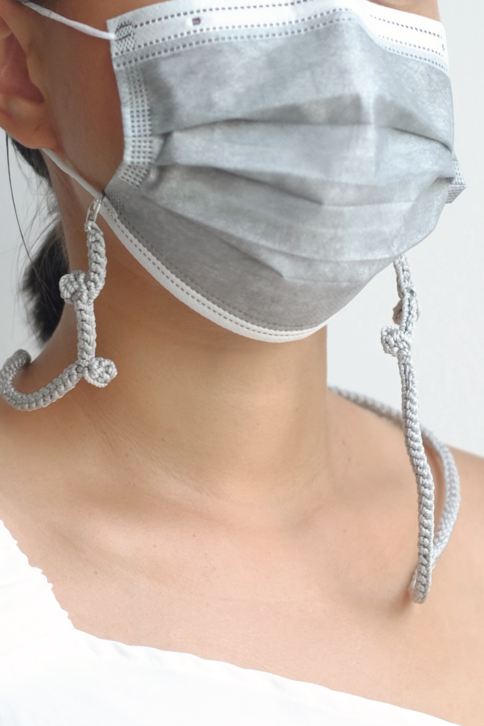 Picture of Handmade Crochet Mask Strap Grey