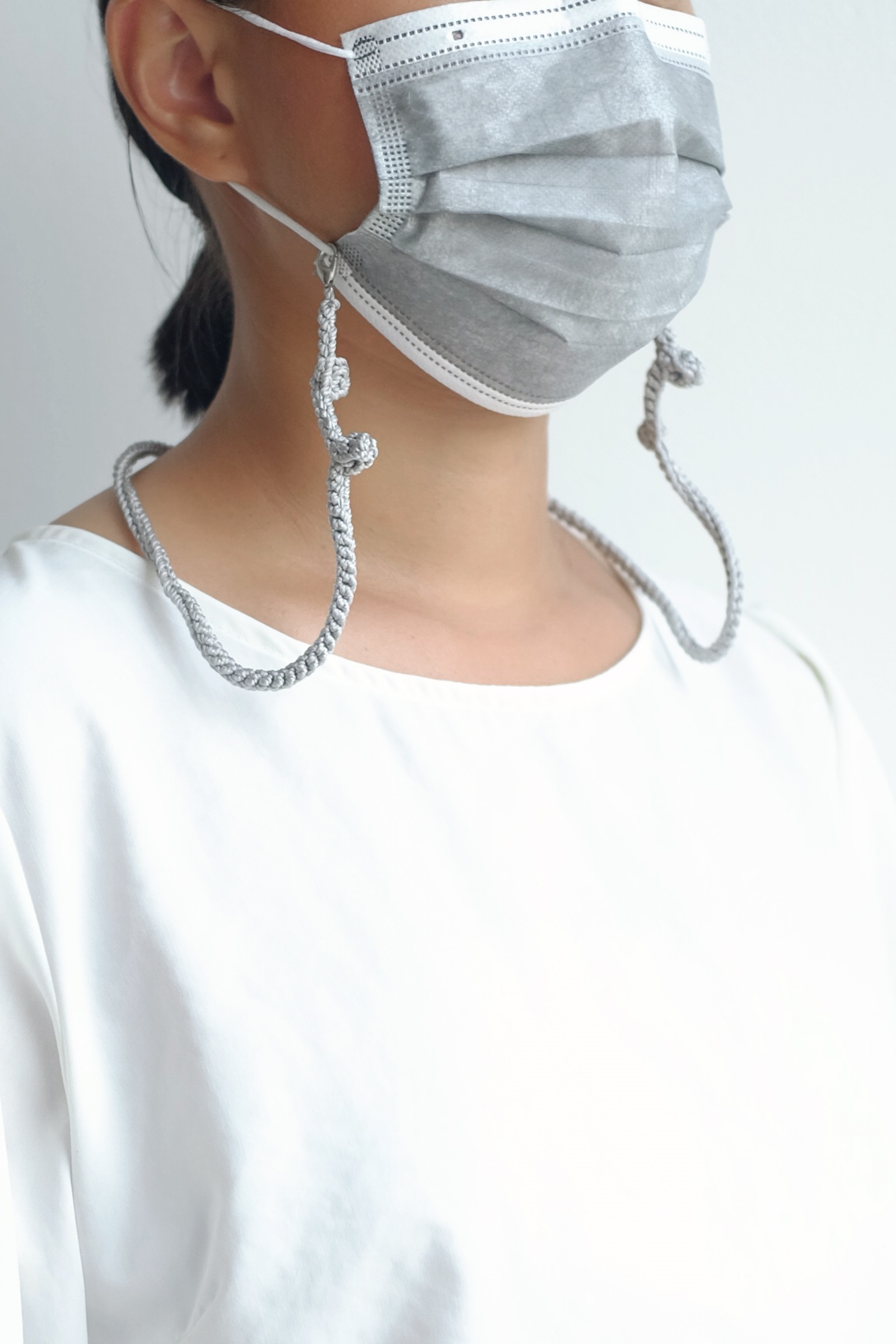 Picture of Handmade Crochet Mask Strap Grey