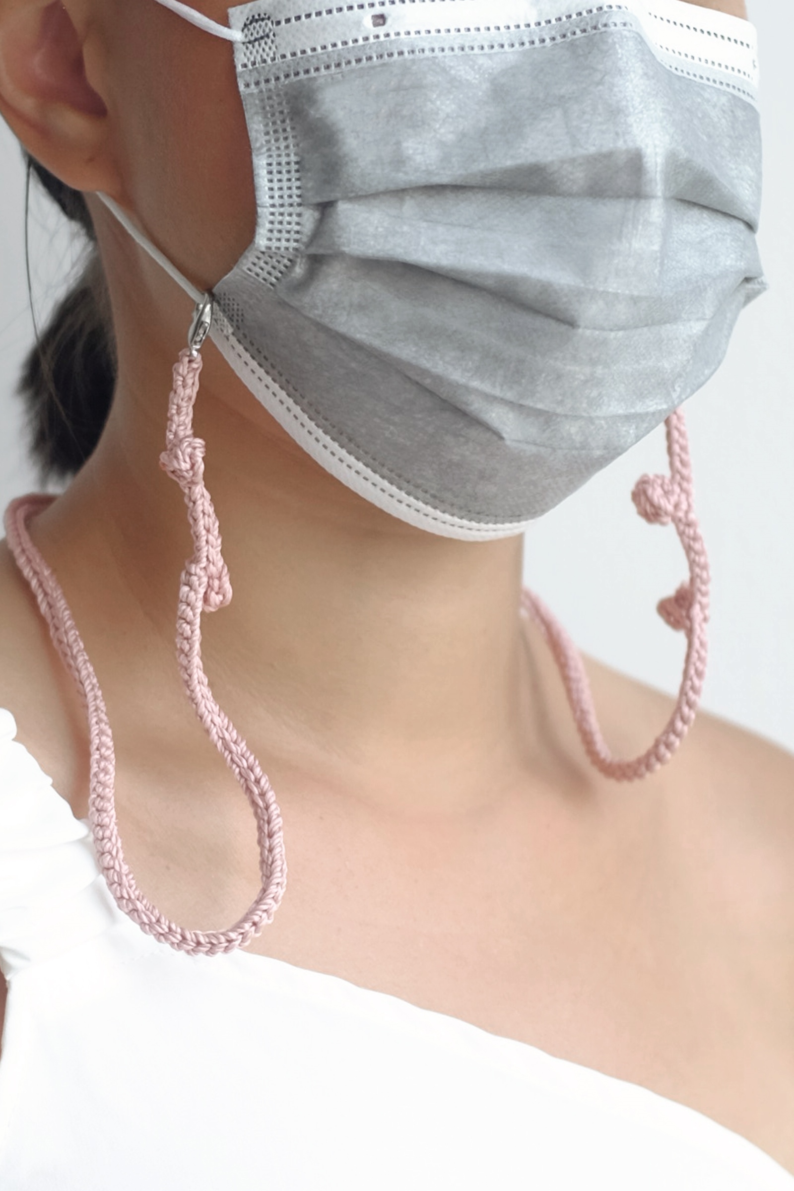 Picture of Handmade Crochet Mask Strap Pinkblush