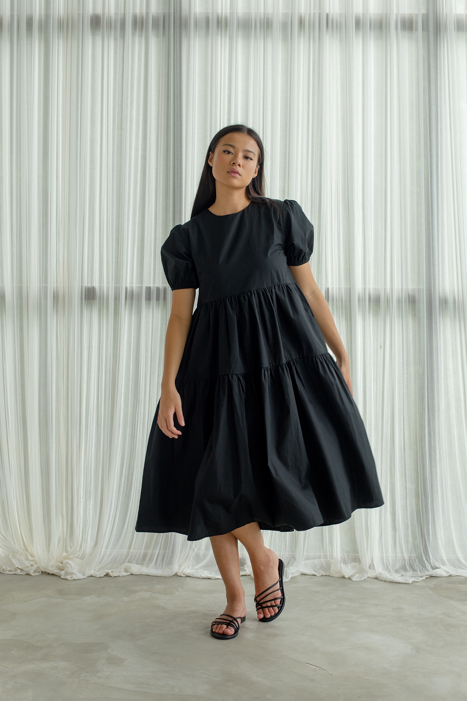 Picture of Demelza Tiered Dress Black