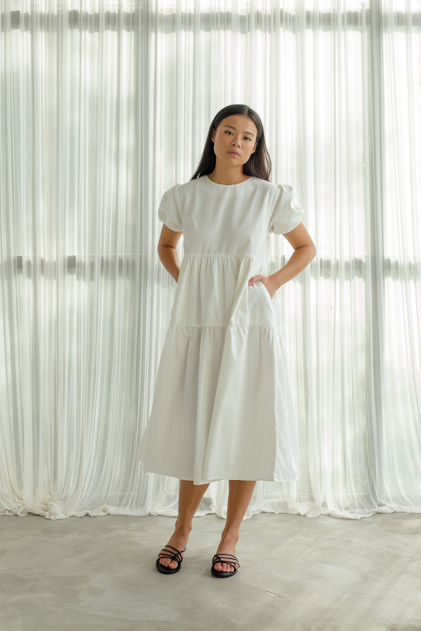 Picture of Demelza Tiered Dress Ivory