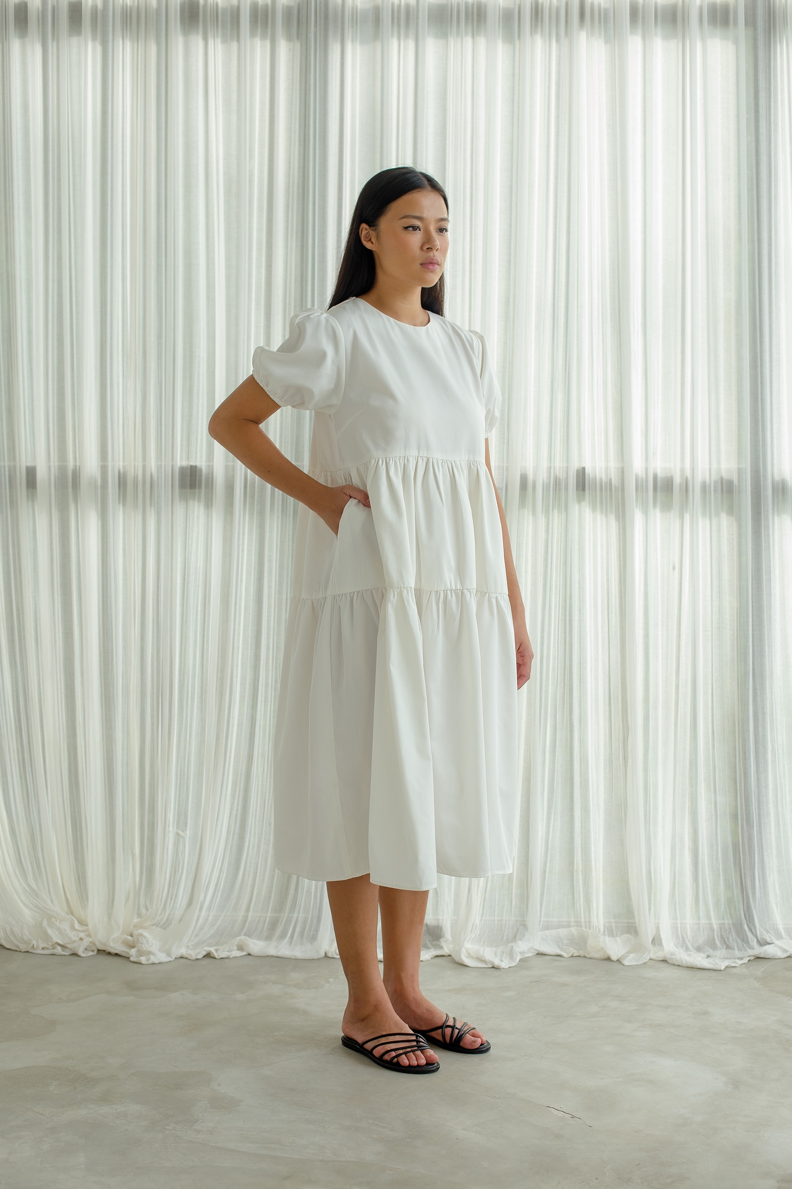 Picture of Demelza Tiered Dress Ivory