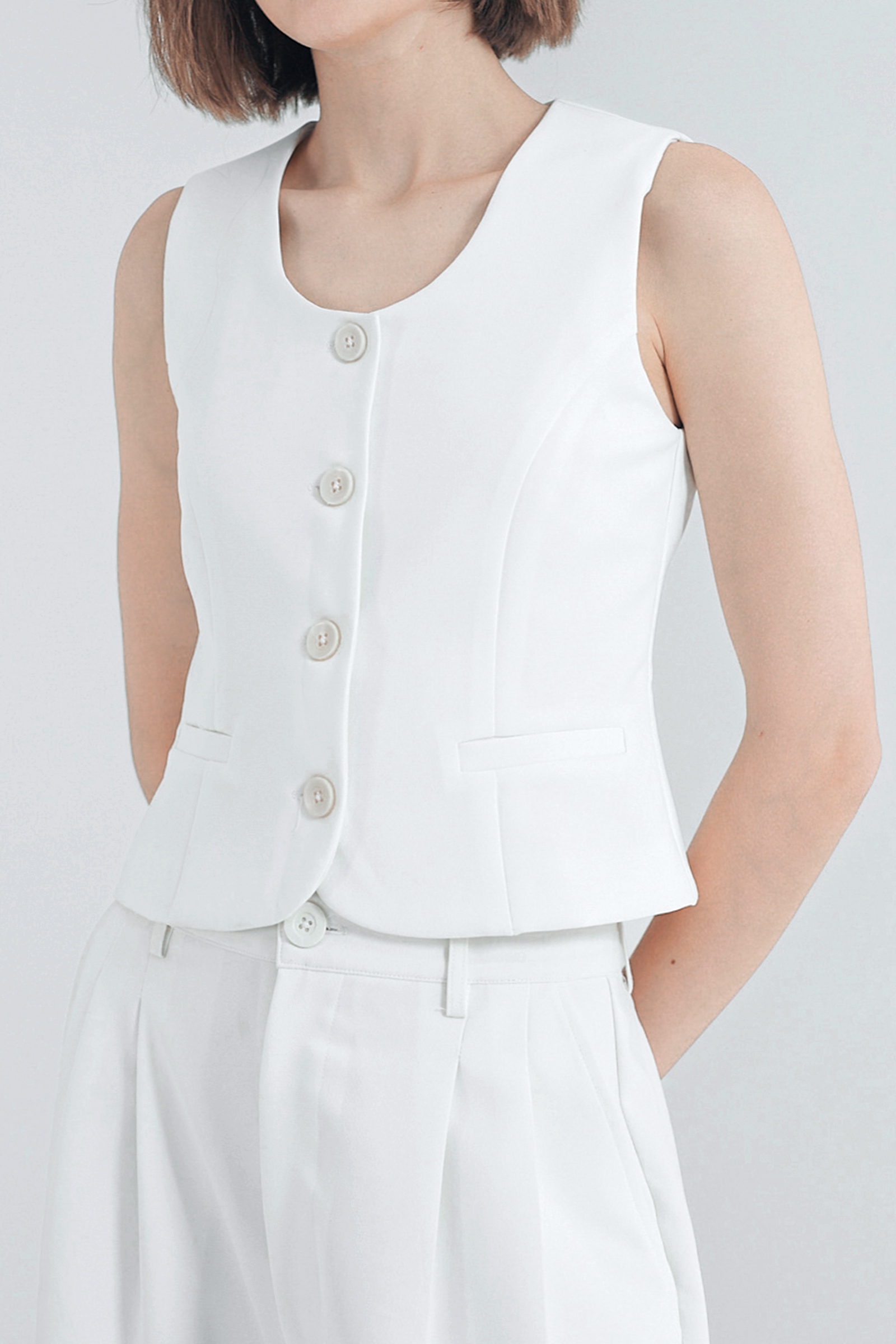 Picture of Kivee x Cath Halim - Casey Minimalist Vest Top Ivory